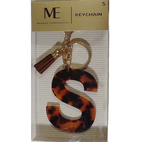 Modern Expressions Keychain – Letter “S” – Brown Marble – Tassel – Purse Fob or Belt Clip