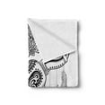thumbnail image 2 of Tribal Soft Flannel Fleece Blanket, Western Bull Skull Mandala Style Dark Folk Feathers Ornamenting Horns, Cozy Plush for Indoor and Outdoor Use, 70" x 90", Charcoal Grey and White, by Ambesonne, 2 of 5