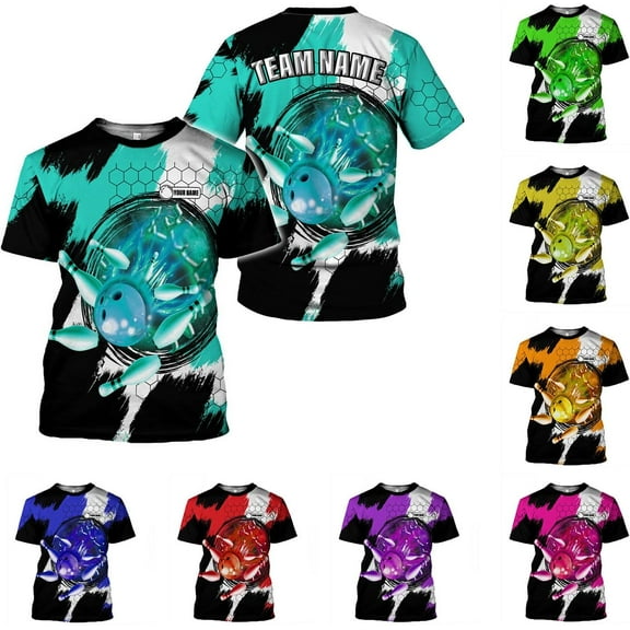 Personalized Bowling Shirt - Custom Bowling Gift for Women & Men (Cyan, S)