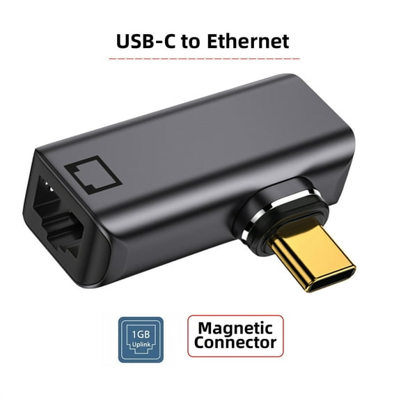 JSER Magnetic Angled Type USB-C Type-C USB3.1 to 1000Mbps Gigabit Ethernet Network LAN Adapter for Laptop