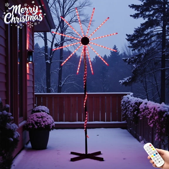 8.2ft Festive Firework Lighted Christmas Decoration – RGB LED Holiday Display for Indoor & Outdoor Use with Remote Control, Weather-Resistant for Porch, Yard, Deck, Home