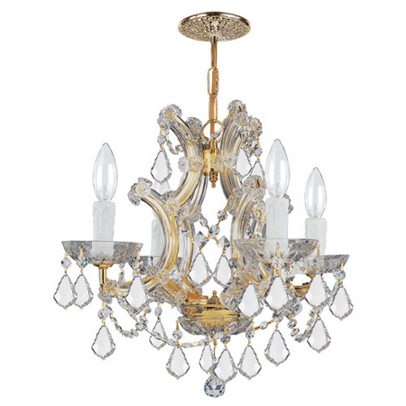 - Mini Chandeliers 4 Light With Gold Clear Swarovski Strass Crystal Glass 17 inch 240 Watts - World of Lighting