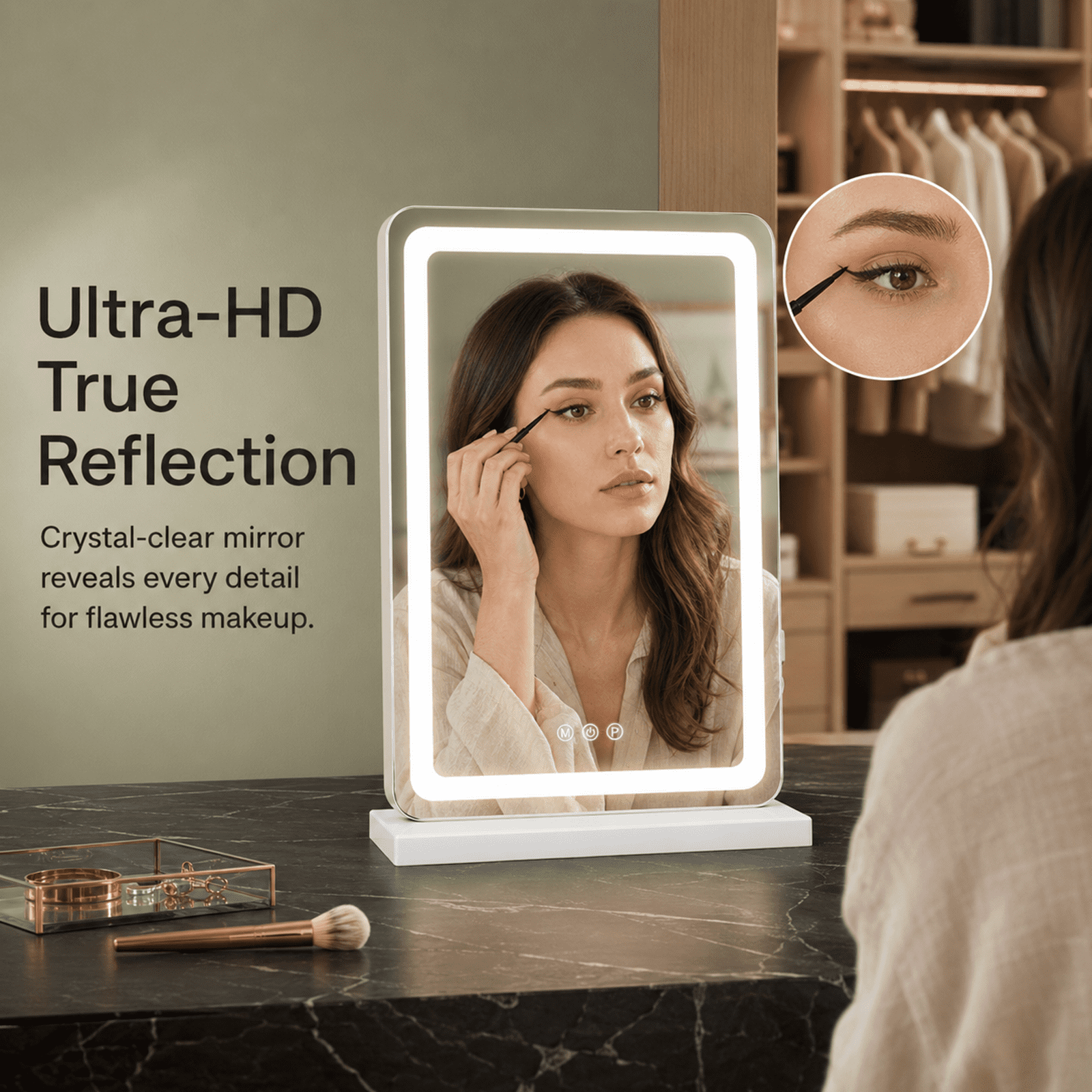 Alvantor LED Makeup Mirror with Dimmable Lights and Touch Screen Control