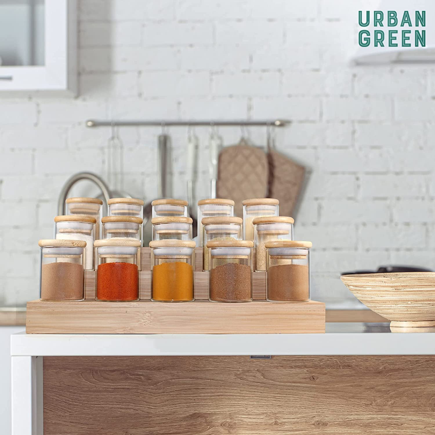 URBAN GREEN Glass Jar With Bamboo Lids Urban Green, Airtight Food Storage  Containers, Flour Pantry (52 Oz - 2Pcs)
