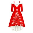 thumbnail image 4 of Women Christmas Outfit Elegant Holiday Party Dress For Festive Dinner Evening Gala Celebration Comfortable Flowy Design Red L, 4 of 5