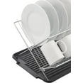 thumbnail image 4 of J&V TEXTILES Foldable Dish Drying Rack with Drainboard, Stainless Steel 2 Tier Dish Drainer Rack, Collapsible Dish Drainer, Folding Dish Rack for Kitchen Sink, Countertop, Cutlery, Plates Black, 4 of 8