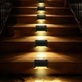 thumbnail image 2 of Paquete de 4 luces solares para cubierta, luces LED solares para escalones, lámpara solar impermeable, iluminación exterior para escaleras, terrazas, patios, (negro-blanco cálido), 2 of 5
