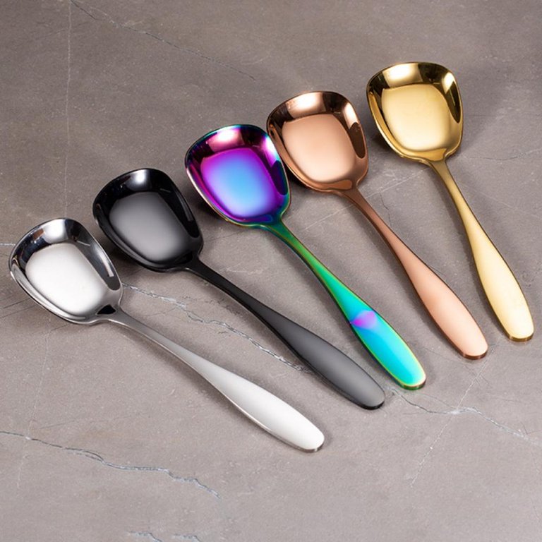 Stainless Steel Spoons Vintage Square Head Spoon Ice Cream Spoons