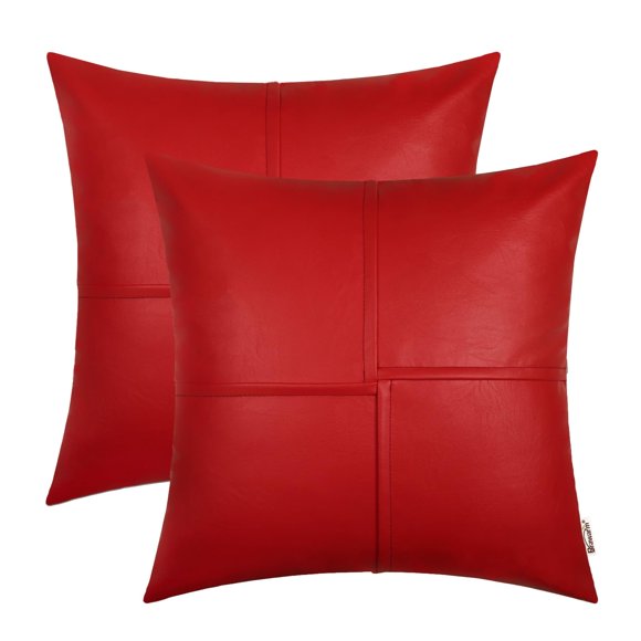 Fundas de almohada BRAWARM, 45 x 45 cm, piel sintética, color rojo, paquete de 2
