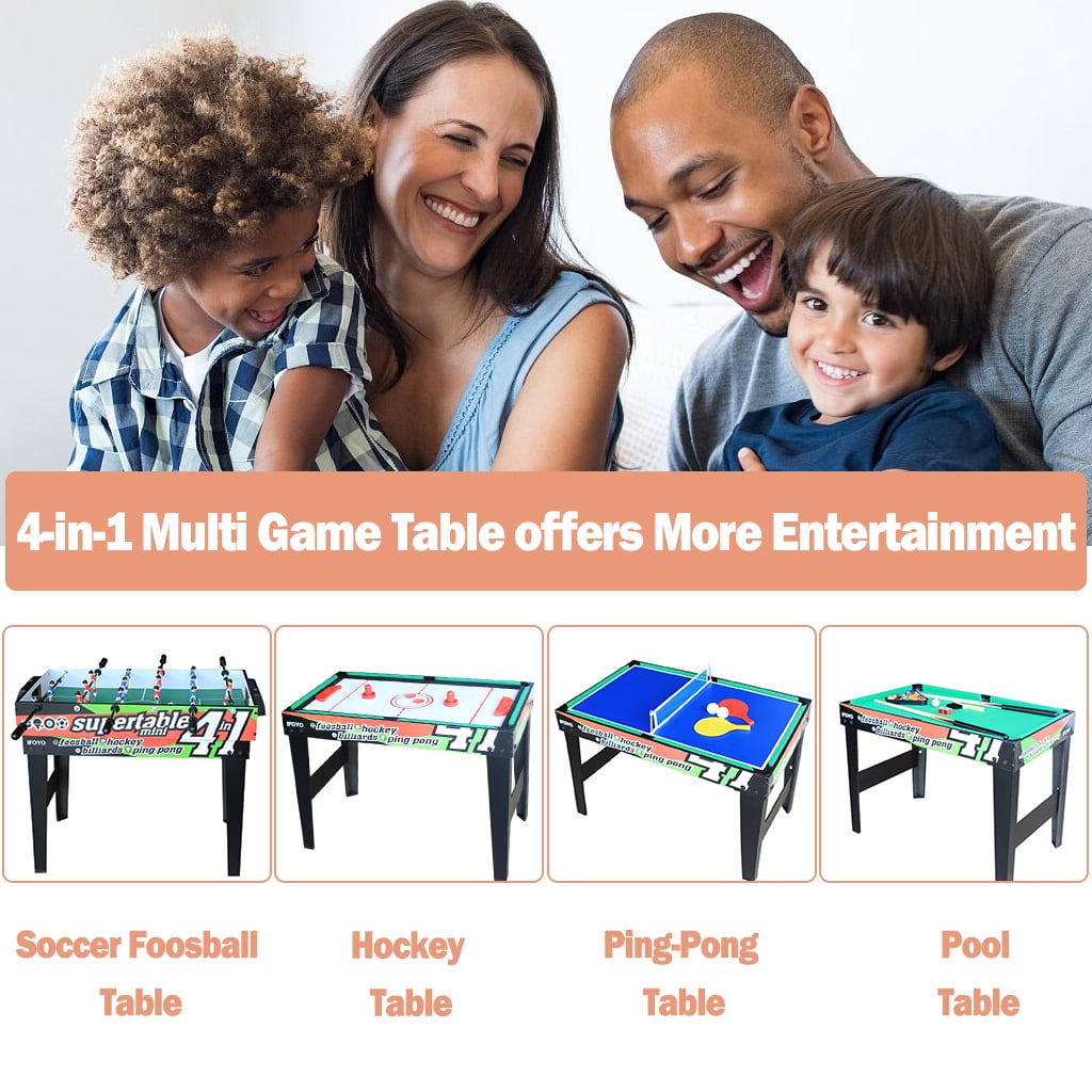 Serenelife 4 in 1 Multi-Function Game Table-Steady Pool, Hockey, Soccer  Foosball