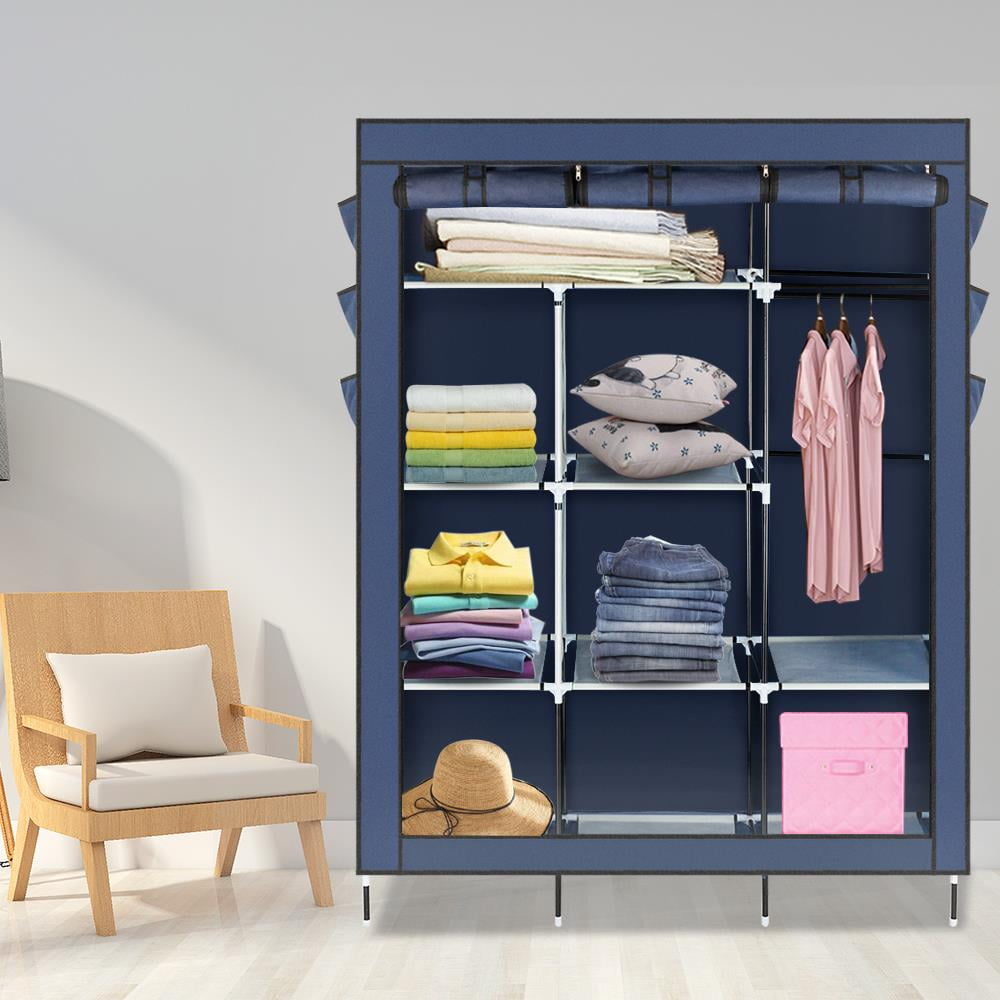 Dropship 71 Portable Closet Wardrobe Clothes Rack Storage Organizer With  Shelf Navy RT to Sell Online at a Lower Price