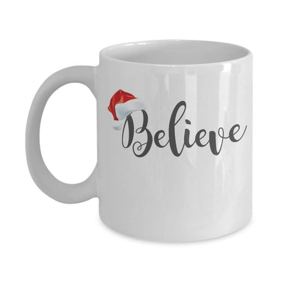 Believe Coffee & Tea Gift Mug, Holiday Essential, Accessories, Decorations, Christmas Present For Christian Men & Women