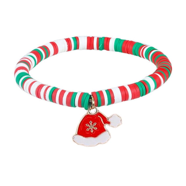 Wartleves Pulsera navideña de arcilla suave con tarjetas de deseos, calcetines de Papá Noel, colgantes para regalos;