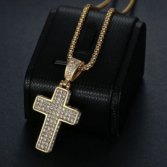 Fashion Female Cross Pendants dropshipping 14K White Gold Iced Out Cross Pendant Necklace Jewelry For Men/Women