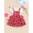 thumbnail image 3 of Suealasg 4th of July Kids Girls Outfits 1T 2T 3T 4T 5T Child Girls Short Sleeve T-Shirts Stars Print Suspender Skirts 2Pcs Little Girls Summer Independence Party Clothes Set, 3 of 8