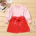 thumbnail image 3 of Douhoow Kids Girls 2 Piece Autumn Clothes Set, Solid Color Pullover PU Leather Mini Skirt, 3 of 8