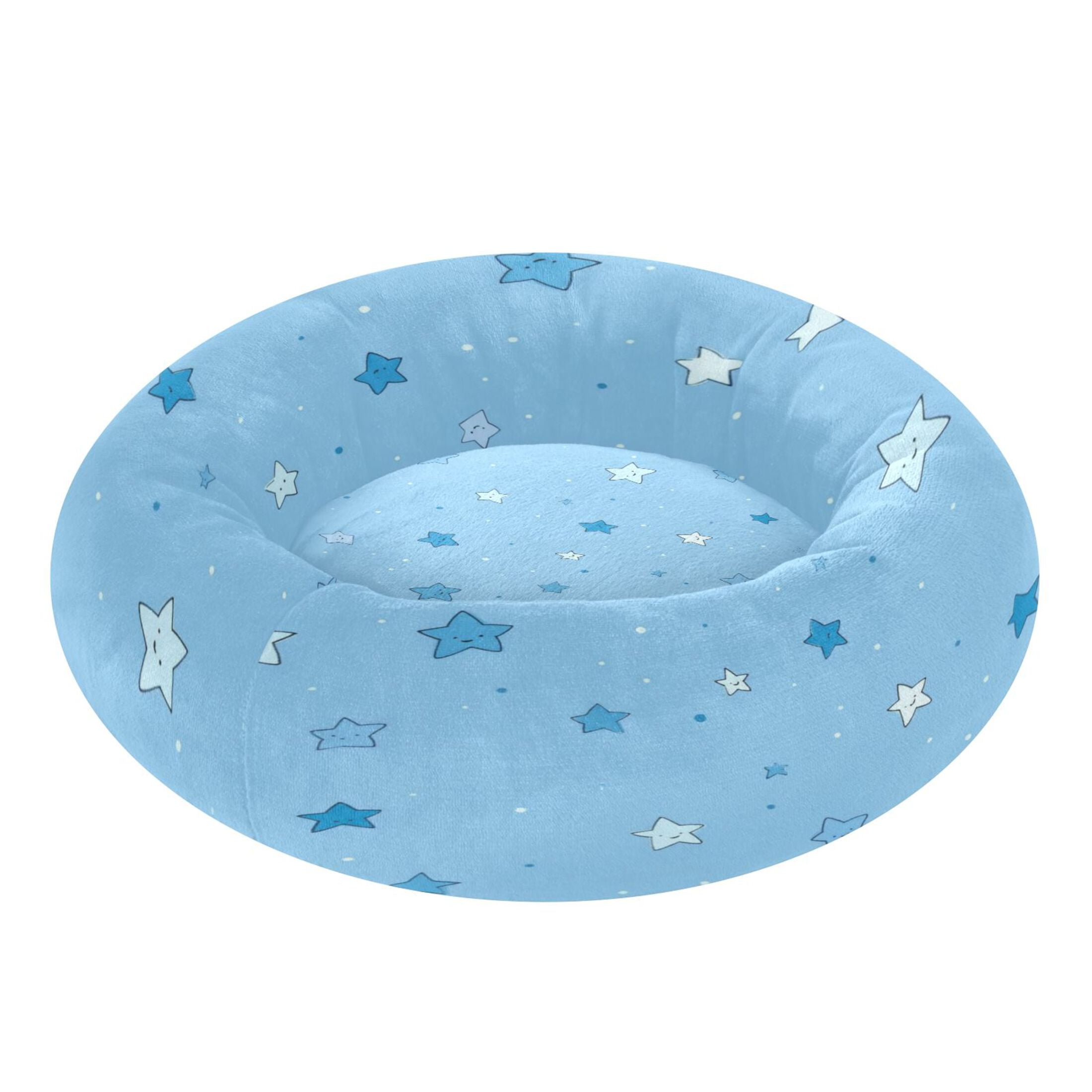Iauyy Pet Couch Donut Cat Bed for Indoor Cats/Small Dogs Washable & Machine with Non-slip Bottom Calming Cat Furniture, Light Blue Background (M)