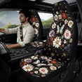 thumbnail image 2 of Xixirimido Leather Seat Cover Front Seats Only, Universal Fit Auto Front Seat Covers for Sedan Van SUV Truck 5 Pcs Set with Seatbelt Covers & Center Console Cover, Butterfly Daisy Flowers Moon, 2 of 8
