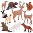thumbnail image 2 of 10 figuras de animales del bosque, figuras de criaturas del bosque, miniatura (castor+zorro rojo+oveja+conejo+ardilla+zorro ártico+ciervo), 2 of 5