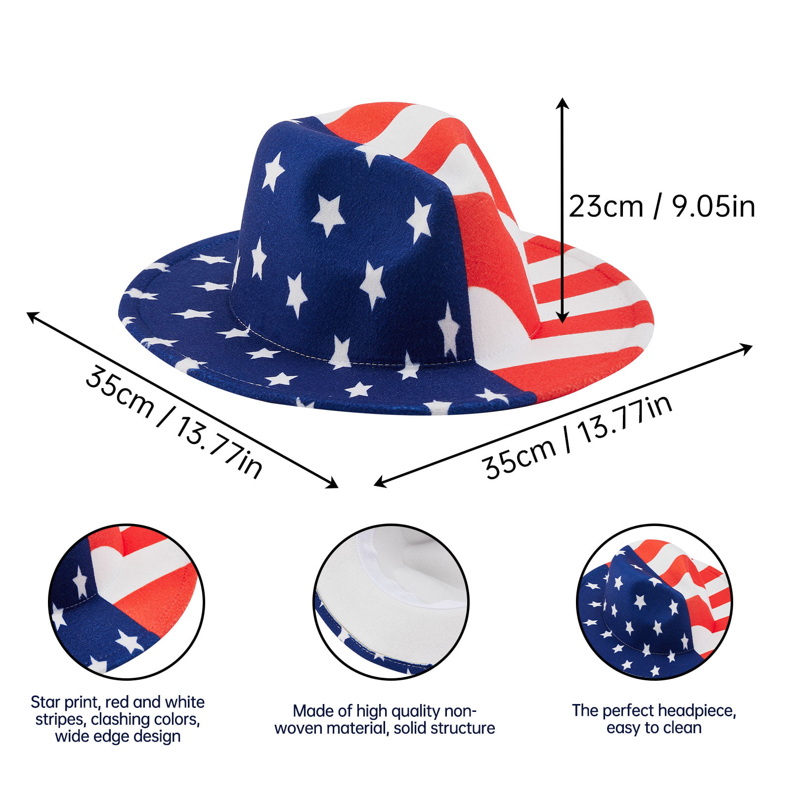 4th of July Vintage USA American Flag Print Western Cowboy Hat Women Men  Independence Day Wide Brim Cap Patriotic Jazz Hat