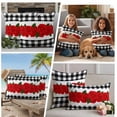 thumbnail image 5 of Red Roses Outdoor Waterproof Pillow Covers, Valentine's Day Romantic Floral Black White Plaid Decorative Square Throw Pillowcase Sofa Cushion Sham for Patio/Couch/Chair, 24"x24" 2 Pack, 5 of 8