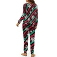 thumbnail image 3 of Yuyamidu Red Greem Stripes Women Nightwear Set of 2 Snowflake Pj Relaxed Lounge Wear Size 2XL Women's Long Sleeve Lounge Set Christmas Sleepwear with Pockets, 3 of 7