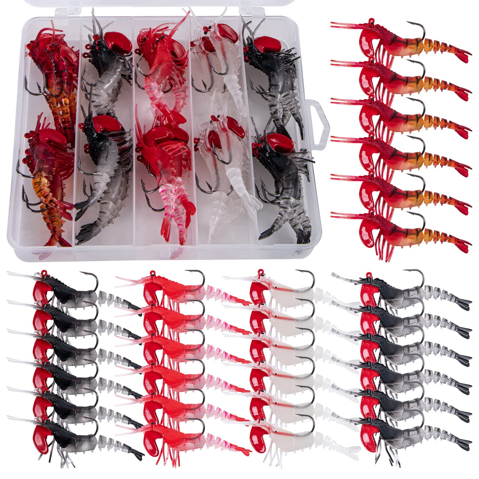 Goture Soft Shrimp Lures Fishing Saltwater Luminous Shrimp Bait Set Fishing  Lures with Sharp Hooks for Freshwater Saltwater Trout Bass Salmon Crappie  Walleye Pike Perch 