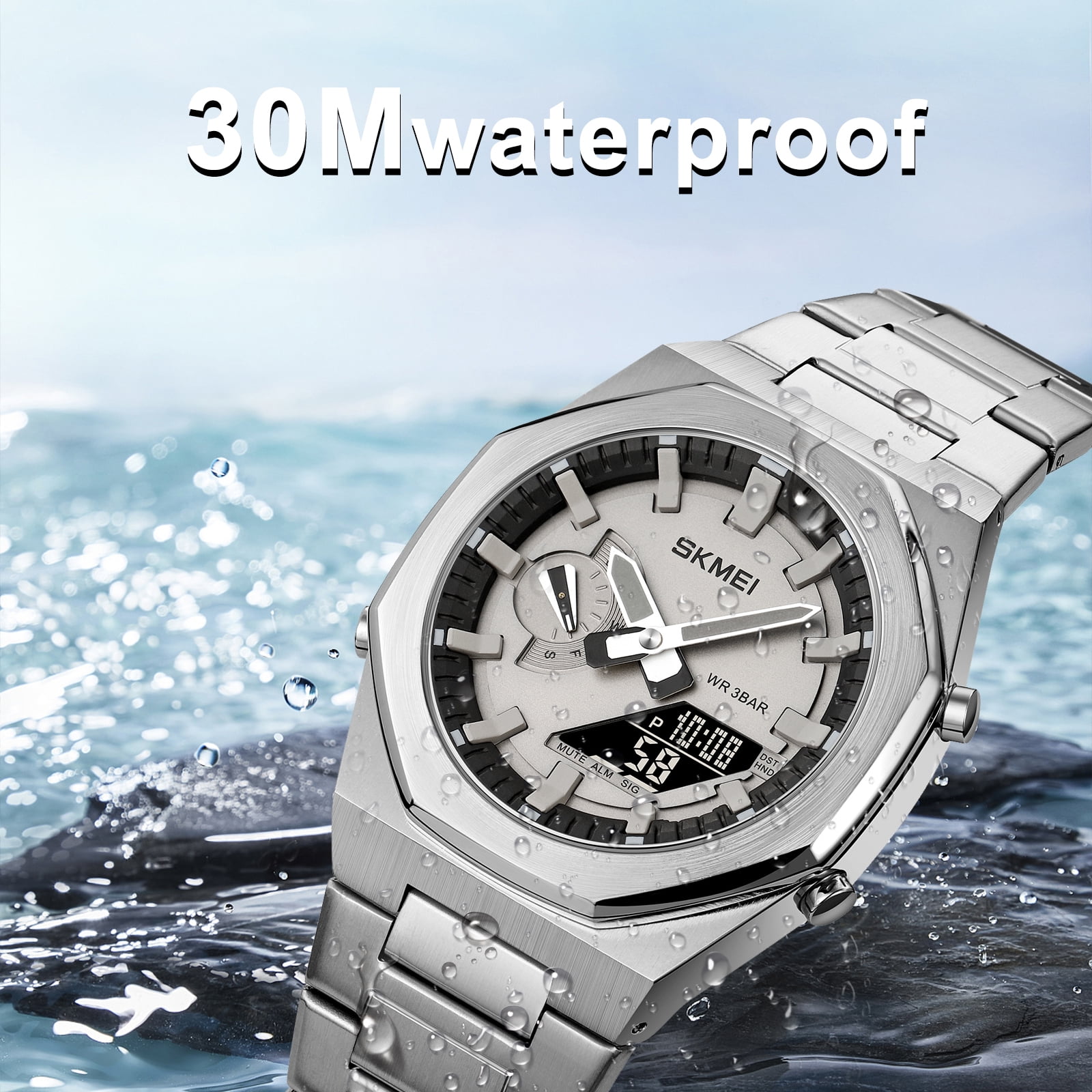 SKMEI Men's Digital Watch, Sports Waterproof Military Watches for Men LED Casual Stopwatch Alarm Tactical Men's Wrist Watches