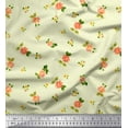 thumbnail image 1 of Soimoi Yellow Silk Fabric Leaves & Grandiflora Roses Floral Printed Fabric 1 Yard 42 Inch Wide, 1 of 3