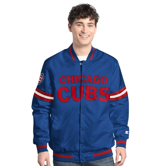 Men's-Starter  Royal Chicago Cubs Scout Full-Snap Varsity Jacket