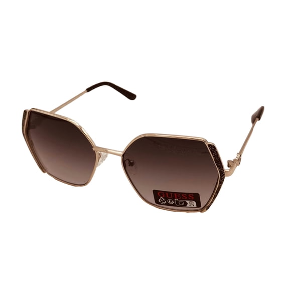 Guess Sunglass Womens Gold Oversized Square Smoke Gradient Lens GO00005. 32B