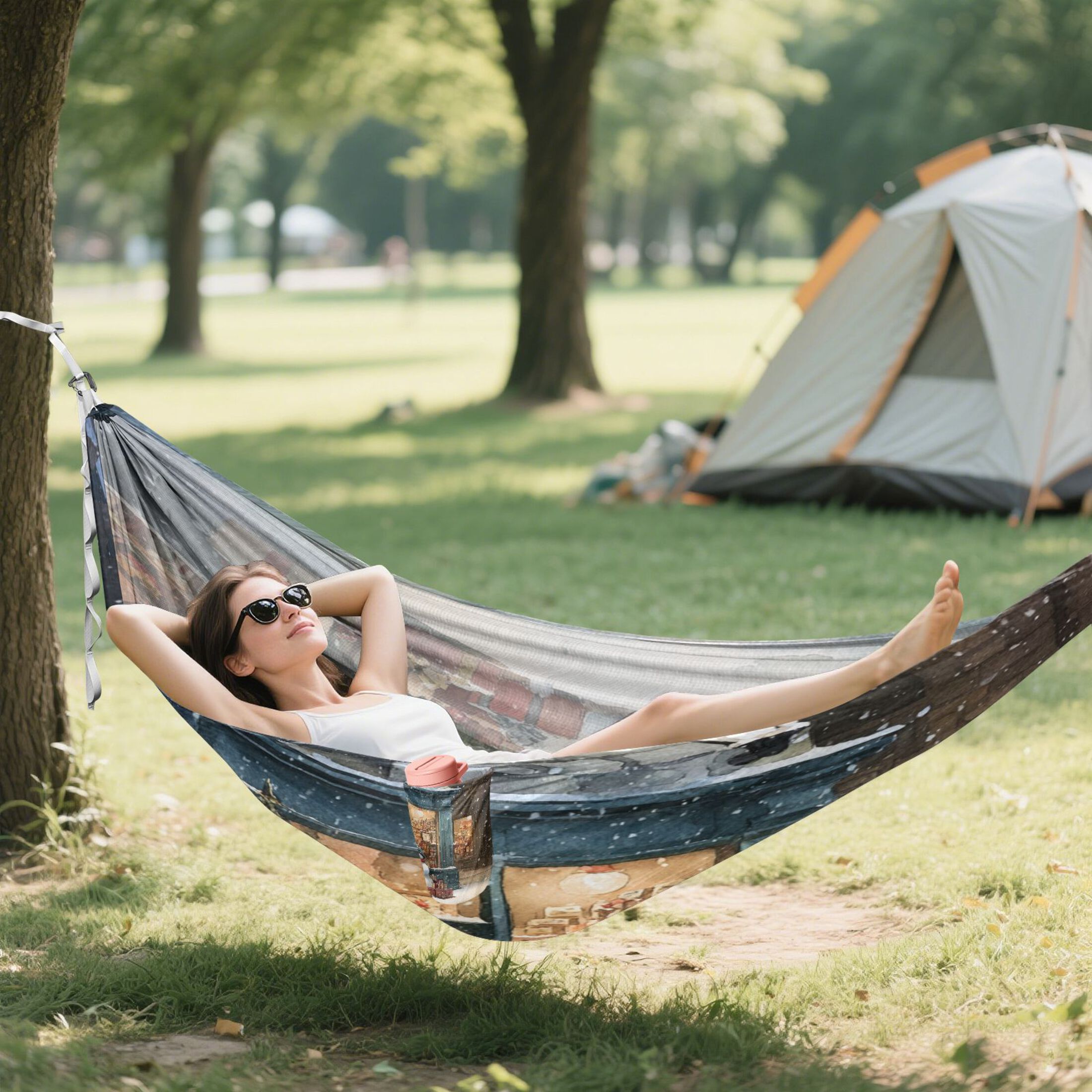 Hammock Camping Hammock Nylon Portable Hammock Travel Camping Hammock Christmas Street Scene