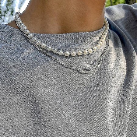 Hip Hop Retro Imitation Pearl Men's Necklace Trendy Cool Street