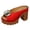 Red, variant on Women's Buckles Platform Dressy Slides Sandals 2026 Ladies Fashion Casual Leather Peep Toe Slip on Chunky Block High Heels Half Slippers Mules Beige Size 8