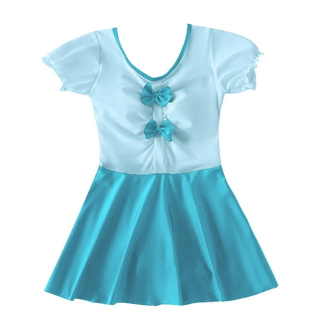 

Neon Toddler Swimsuit Girl 1 Piece Puff Sleeves Dress Swimwear Girls Bathing Suit Size XXXXL