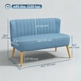 thumbnail image 3 of HOMCOM Causeuse 46 Pouces Rembourrée, Canapé 2 Places avec Pattes en Bois, Bleu, 3 of 10
