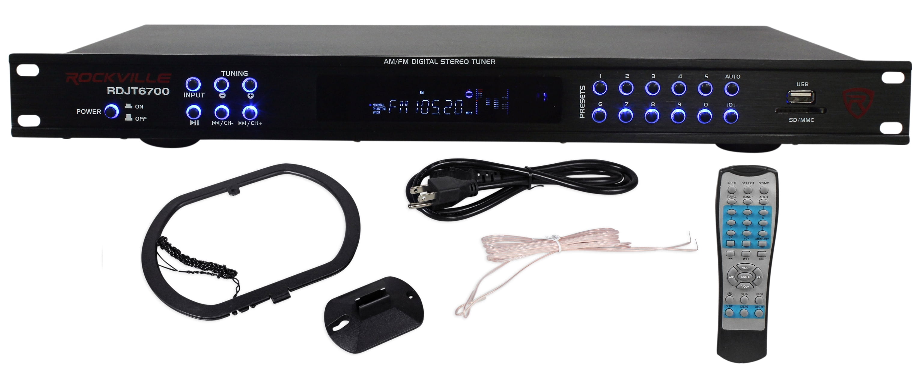 Rockville RDJT6700 19"" Rack Mount Digital AM/FM Radio Tuner Receiver