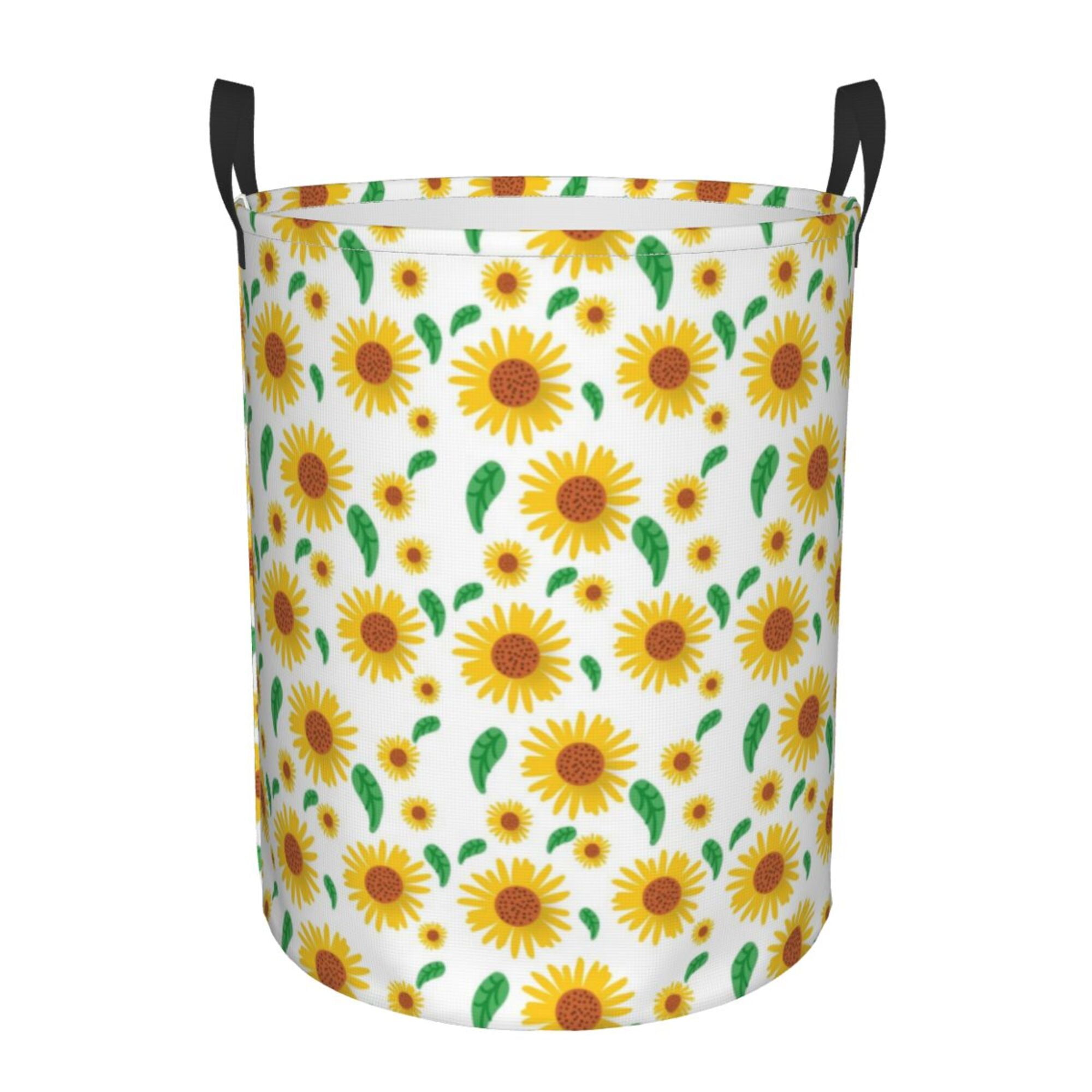 LNWH Laundry Basket, Sunflower Template Flower Pattern Foldable Laundry