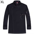 thumbnail image 2 of Chef uniforme de poliéster de manga larga de manga larga delantal de cocina caliente con bolsillos delanteros Catering Cómodas bandas de sudor para cafetería Negro XL sidaley LF000326-03, 2 of 7
