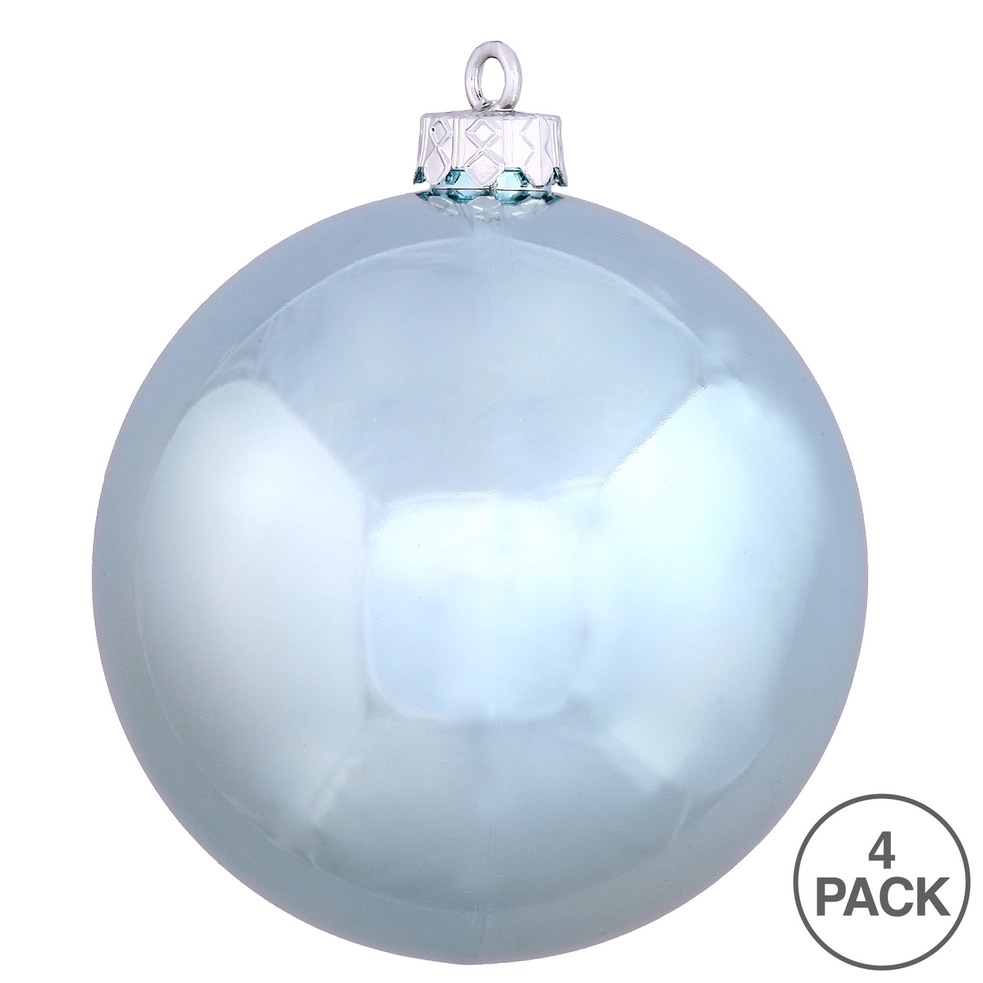 Vickerman 4.75" Baby Blue Shiny Ball Ornament, 4 per Bag