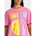 thumbnail image 4 of Nirvana Women's Front Back Graphic Band Tee with Short Sleeves, Sizes XXS-XXL, 4 of 5