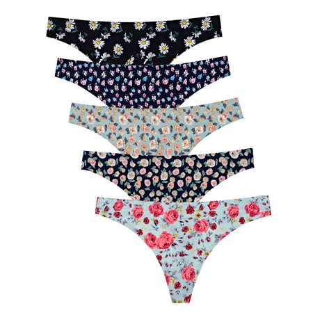 

Grocboro Seamless Thongs for Women No Show Thong Underwear Women 5-10 Pack