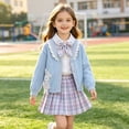 thumbnail image 2 of Afdoent Girls 3 Piece Outfit For Little Girls Blouse Plaid Pleated Skirt And Cardigan 3 Piece Outfit For School Day 100, 2 of 4