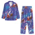 thumbnail image 3 of Suhoaziia Pajamas for Women Long Set Santa Claus Piano Round Neck Home Life Loungewear Size XL Sleepshirts Nightgown Button-Down Lightweight Outfits 2-Piece Nightwear, 3 of 6