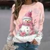 thumbnail image 2 of asdoklhq Winter Sweaters for Women Christmas Fashion Casual Print Round Neck Loose Long Capless Sweatshirt Sleeve Pink L, 2 of 6