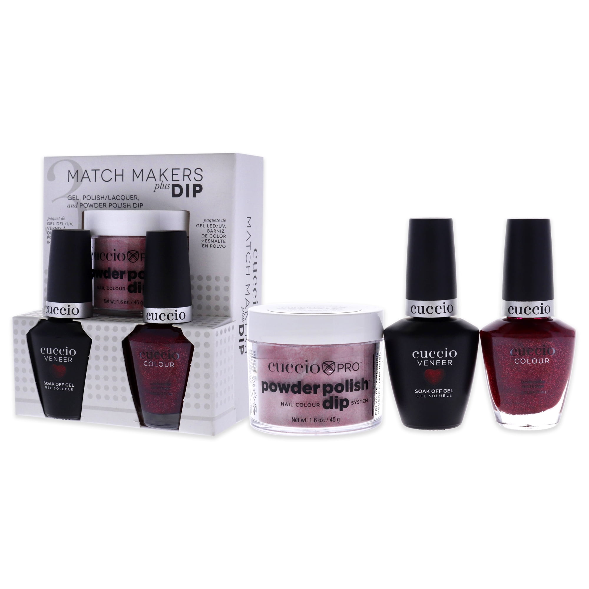 Cuccio Colour Match Makers Plus Dip Chakra 3 Pc Gift Set - 1.6oz Pro Powder Polish Dip System, 0.44oz Veneer Soak Off Gel, 0.43oz Colour Nail Polish