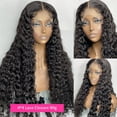 thumbnail image 4 of Long Deep Wave Lace Wig HD Transparent Lace Frontal Wig Human Hair Wig 180% Brazilian Remy Hair Wave Curly Lace Wig with Baby Hair for Black Women, 4 of 6