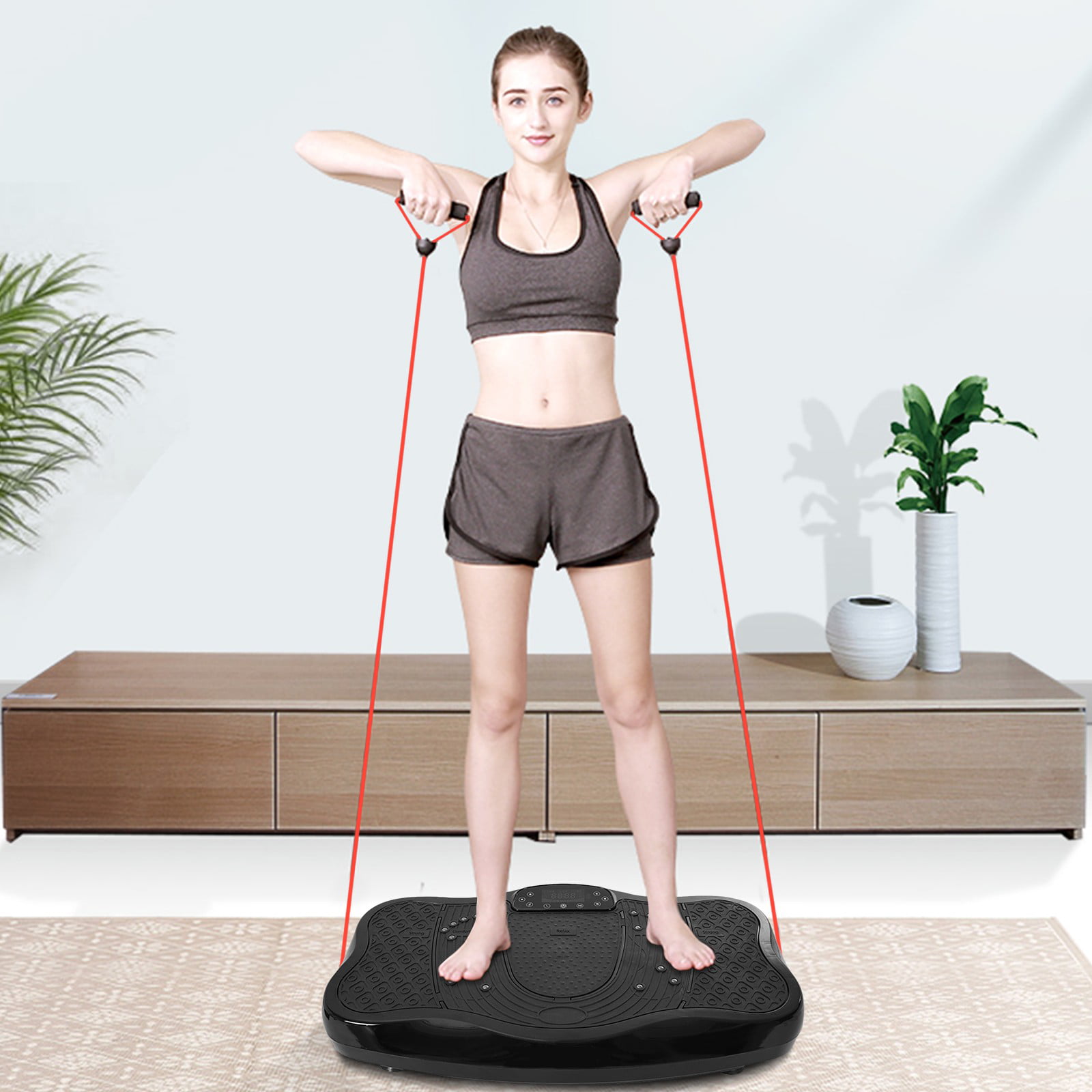 Details about   Whole Body Vibration Platform Plate Fitness Machine with Resistance Bands 