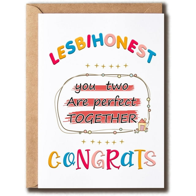SNHDesign Lesbihonest Card - You Two Are Perfect Together - Lgbt Wedding Card - Mrs And Mrs Card - Happy Wedding Card - Lesbian Wedding Card - Marriage Card
