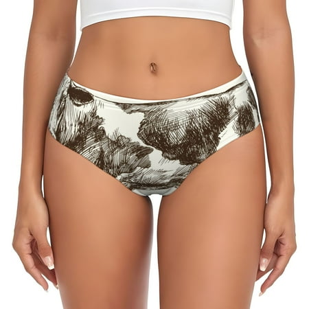 Sikiie Cow 1 Women s High Waisted Cotton Underwear Soft Breathable Panties Stretch Briefs Seamless Ladies Panties-X-Small
